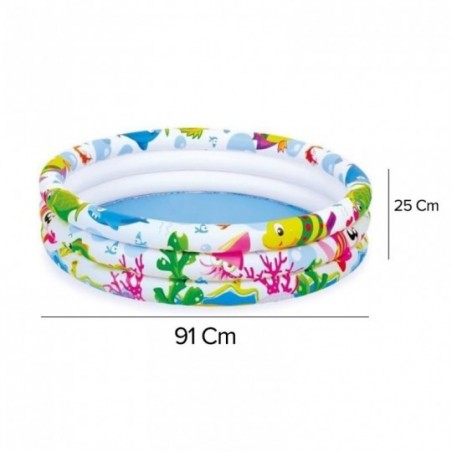 Piscina Inflável 3 Anéis 100 Litros Infantil Fundo do Mar