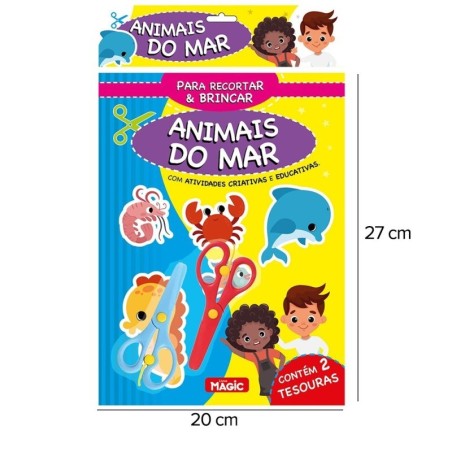 Livro Infantil Recortar E Brincar Animais Do Mar Com 2 Tesouras