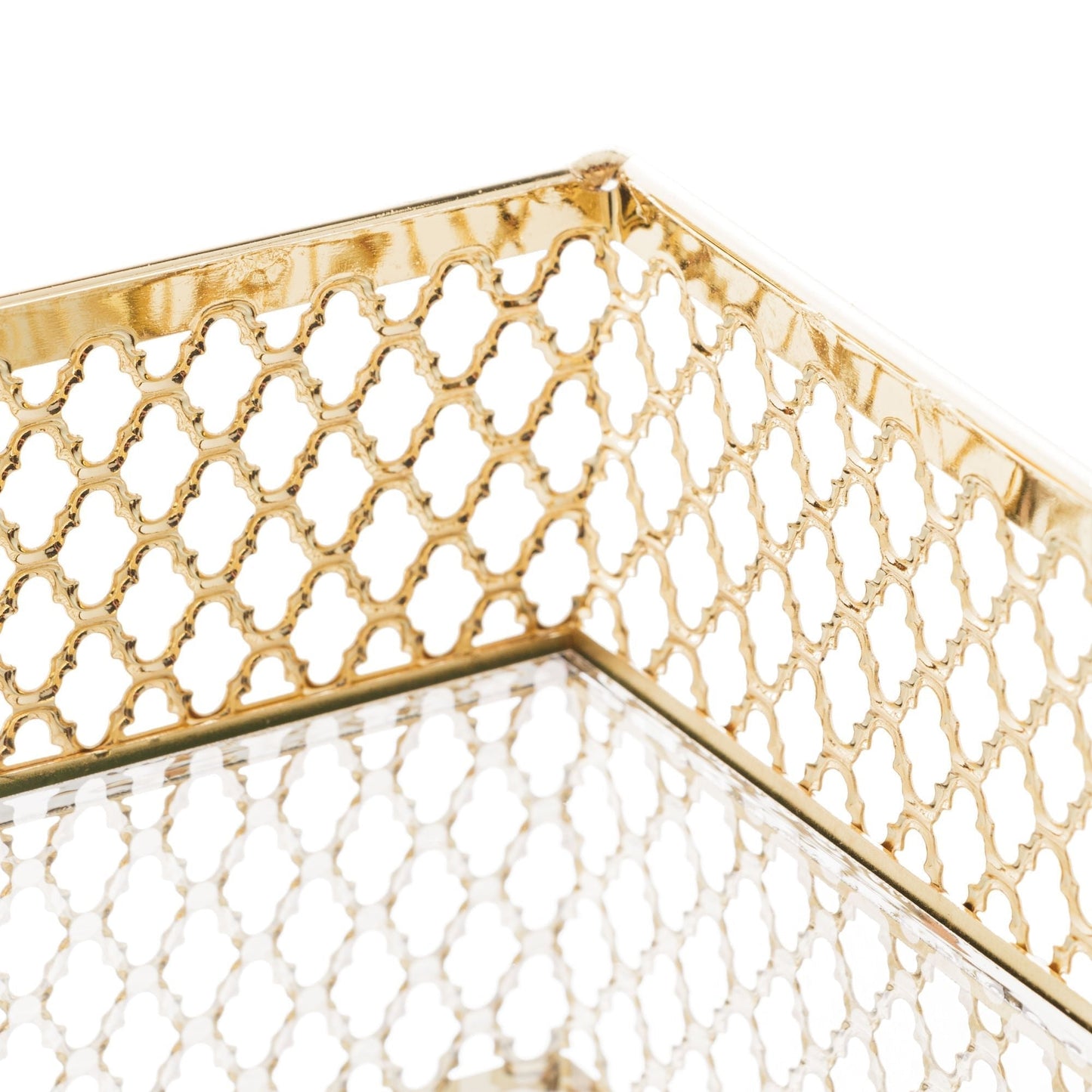 Bandeja em Metal com Espelho Barcelona Dourado 21cm