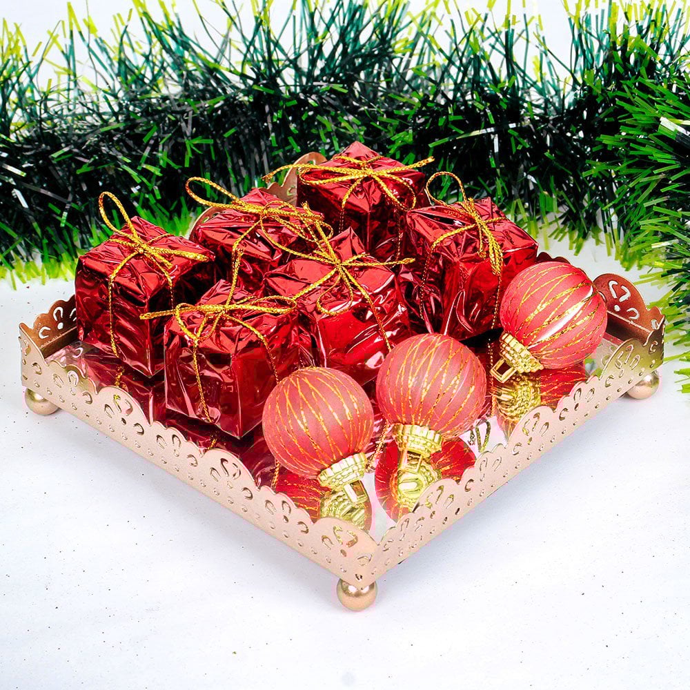 Kit Presente Bolas De Natal Enfeite Pendente 9 Peças 2,5 Cm