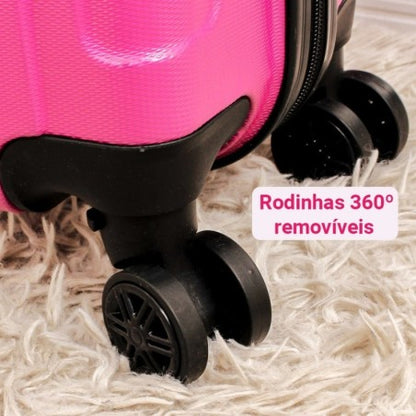 Mala De Viagem Unissex Bordo Cadeado Segredo Rodas ABS 360° - PRETO
