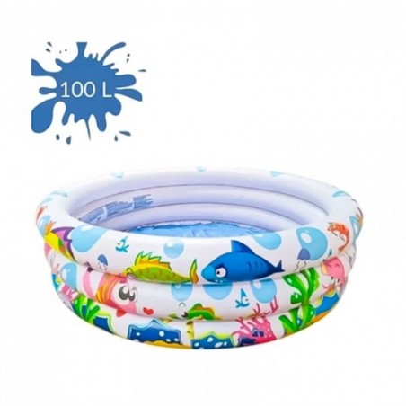 Piscina Inflável 3 Anéis 100 Litros Infantil Fundo do Mar
