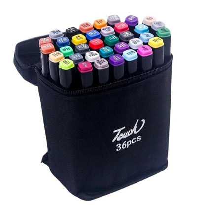 Estojo De Canetinhas Ponta Dupla 36 Cores Escolar