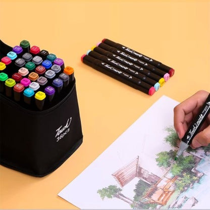 Estojo De Canetinhas Ponta Dupla 36 Cores Escolar