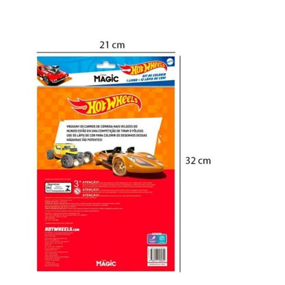 Livro Infantil De Colorir Hot Wheels Com 12 Lápis De Cor