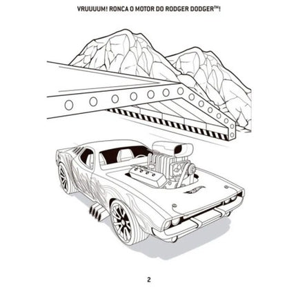 Livro Infantil De Colorir Hot Wheels Com 12 Lápis De Cor