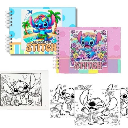 Livro De Colorir Stitch Encadernado Com Capa Dura E Brilhante 48págs