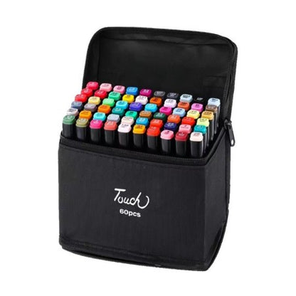 Estojo De Canetinhas Escolar Ponta Dupla 60 Cores