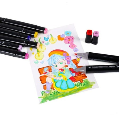 Estojo De Canetinhas Escolar Ponta Dupla 80 Cores