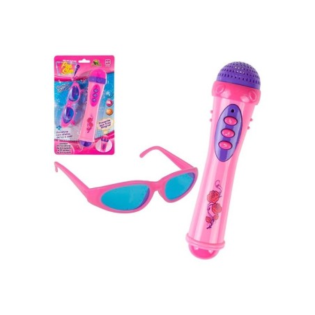 Microfone Pop Star Musical Infantil Meninas Com Luz + Óculos