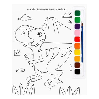 Livro De Colorir Infantil Dinossauros Com Aquarela 10 Cores