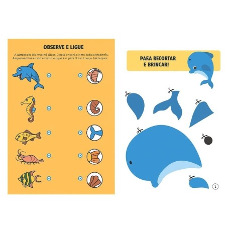 Livro Infantil Recortar E Brincar Animais Do Mar Com 2 Tesouras