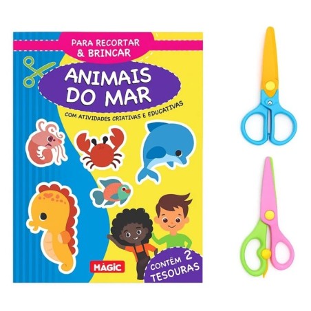 Livro Infantil Recortar E Brincar Animais Do Mar Com 2 Tesouras