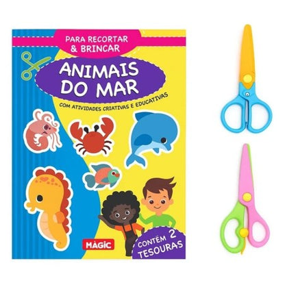 Livro Infantil Recortar E Brincar Animais Do Mar Com 2 Tesouras