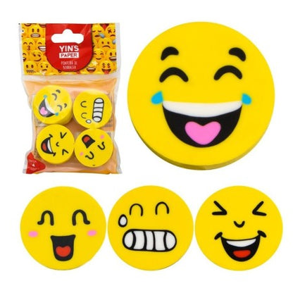 Kit Escolar Infantil 4 Ponteiras Borrachas De Carinha