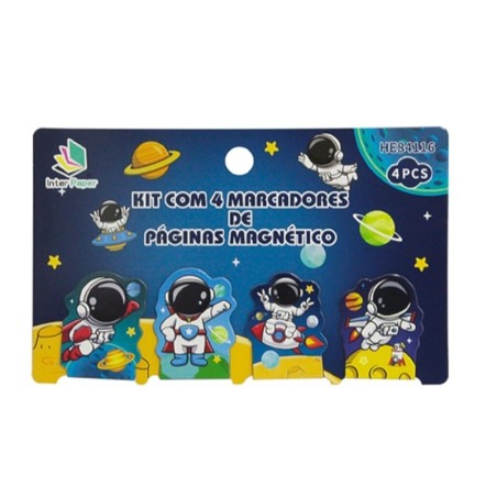 Marcador De Paginas Magnético 4 Peças Desenhos Variados