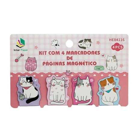 Marcador De Paginas Magnético 4 Peças Desenhos Variados