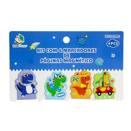 Marcador De Paginas Magnético 4 Peças Desenhos Variados