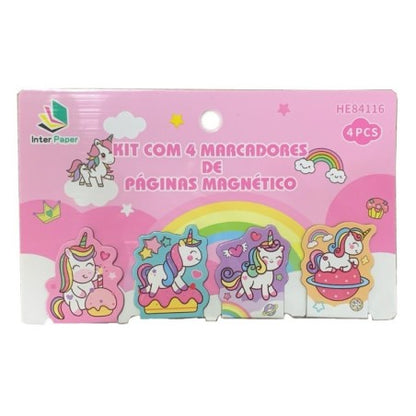 Marcador De Paginas Magnético 4 Peças Desenhos Variados