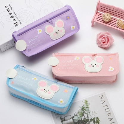 Estojo Infantil Feminino Ratinho Com 2 Compartimentos