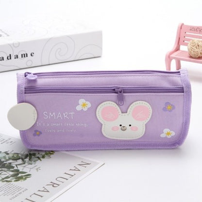 Estojo Infantil Feminino Ratinho Com 2 Compartimentos