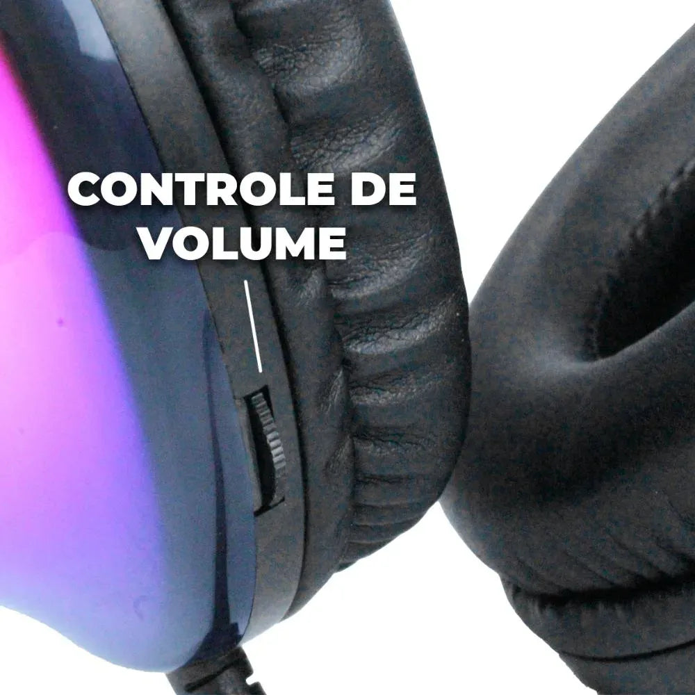 Headset Gamer Rgb Delta F4132 Com Microfone E Led Neon Preto