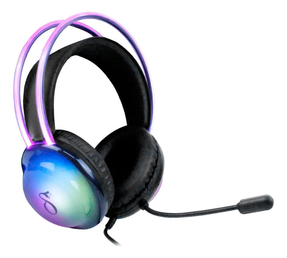 Headset Gamer Rgb Delta F4132 Com Microfone E Led Neon Preto
