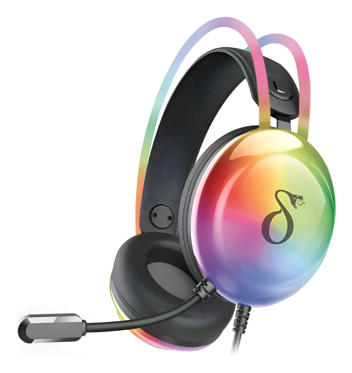 Headset Gamer Rgb Delta F4132 Com Microfone E Led Neon Preto