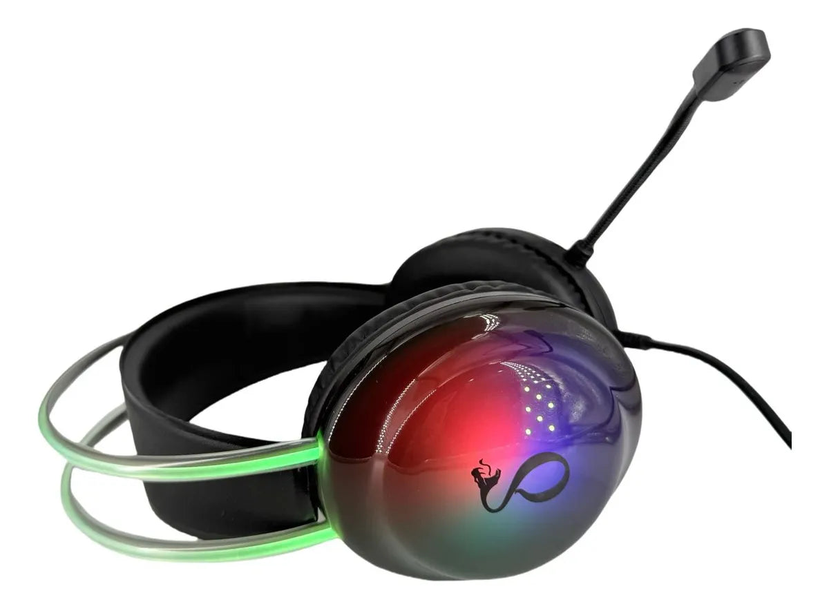 Headset Gamer Rgb Delta F4132 Com Microfone E Led Neon Preto