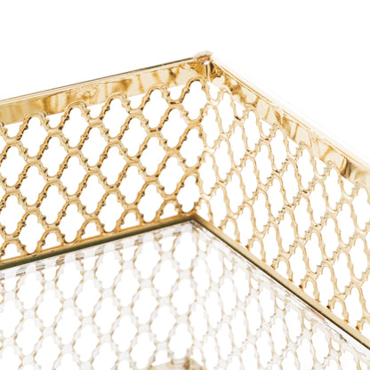 Bandeja em Metal com Espelho Barcelona Dourado 21cm