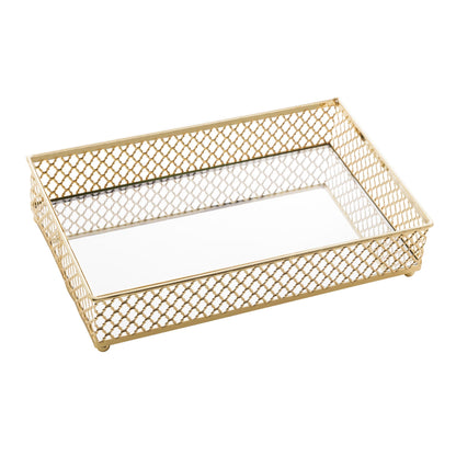 Bandeja em Metal com Espelho Barcelona Dourado 21cm