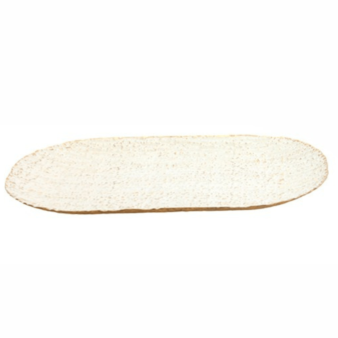 Bandeja em Metal Oval Off White 43cm G