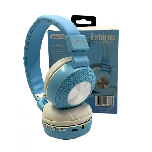 Fone de ouvido sem fio bluetooth Kapbom Ka960 Azul