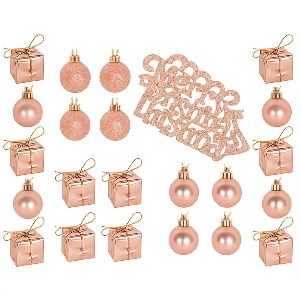 Conjunto Enfeites Para Árvore De Natal  26 Peças Rose