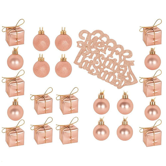 Conjunto Enfeites Para Árvore De Natal  26 Peças Rose