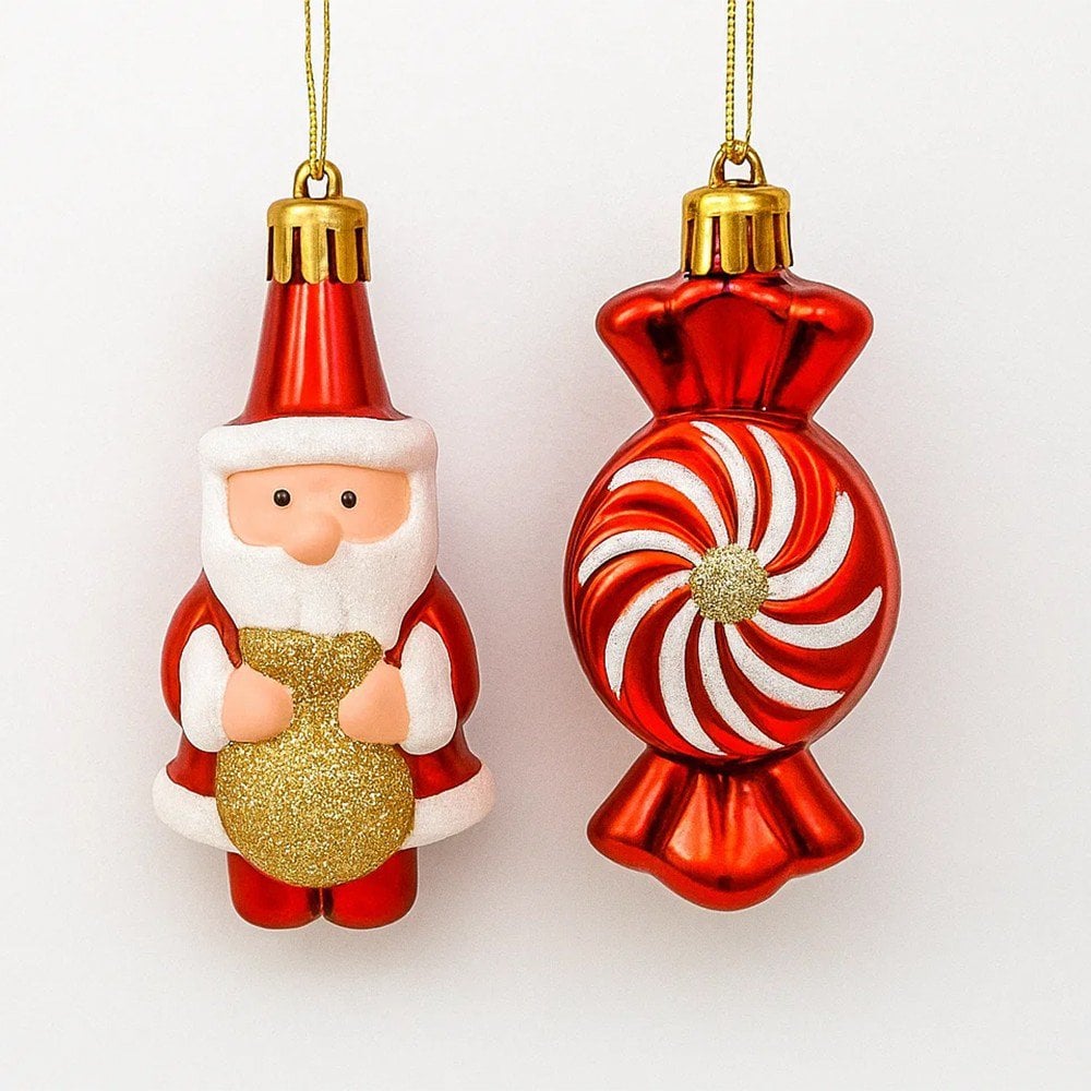 Enfeite De Natal Papai Noel Candy Com 2 Peças