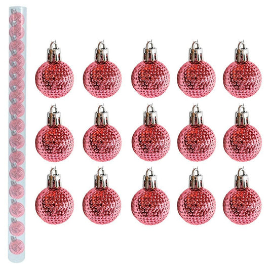 Kit Enfeite Bolas De Natal Texturizada Lisa Rosa 3cm U / UNICA