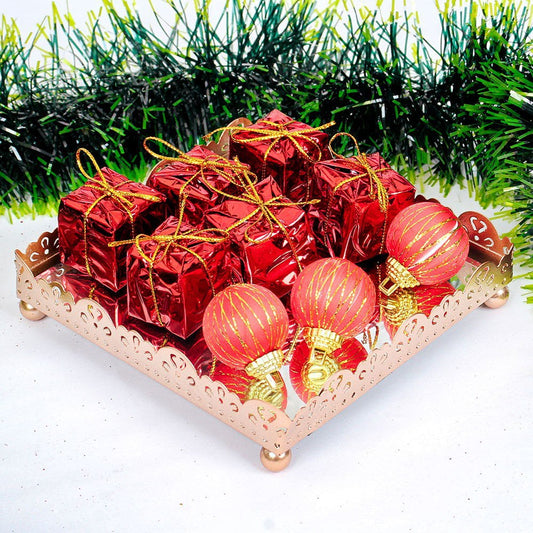 Kit Presente Bolas De Natal Enfeite Pendente 9 Peças 2,5 Cm