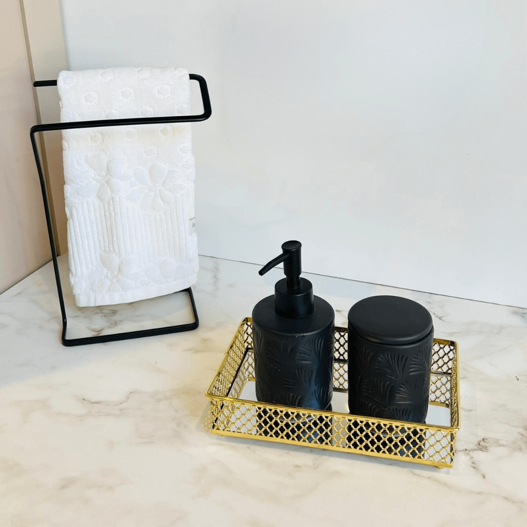 Bandeja em Metal com Espelho Barcelona Dourado 21cm