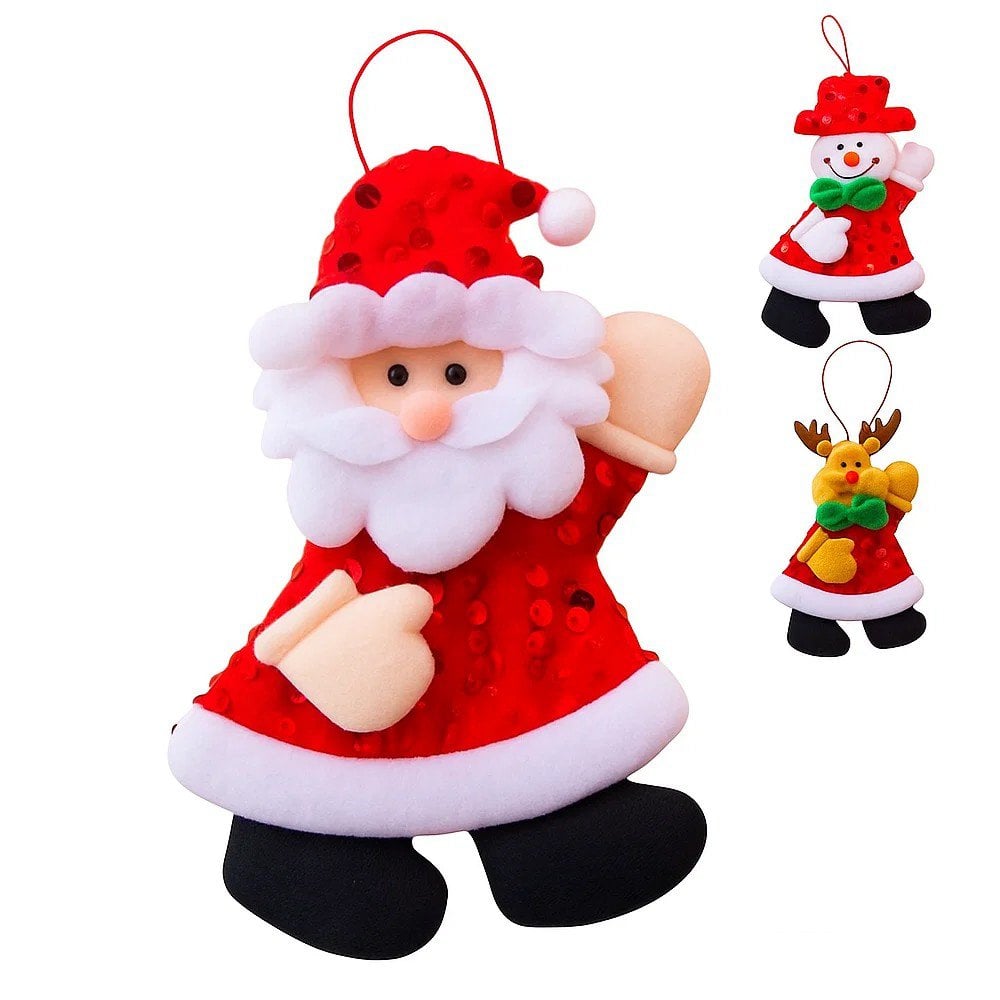 Pendente Enfeite Decoração Natalina Boneco Pelúcia Lantejoulas U / VARIADA