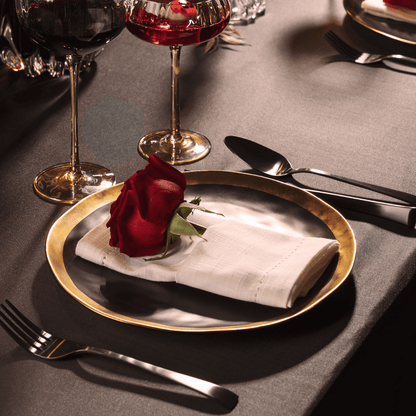 Prato Raso Dubai em Porcelana Preto e Dourado 25cm