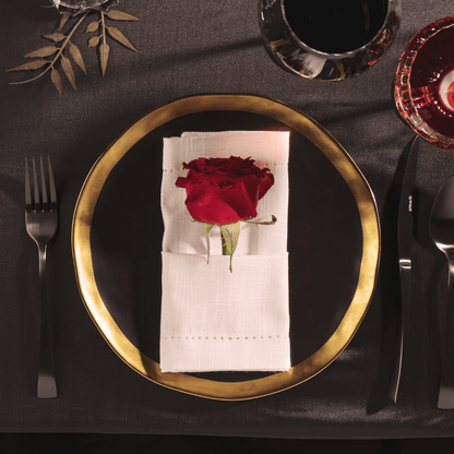 Prato Raso Dubai em Porcelana Preto e Dourado 25cm